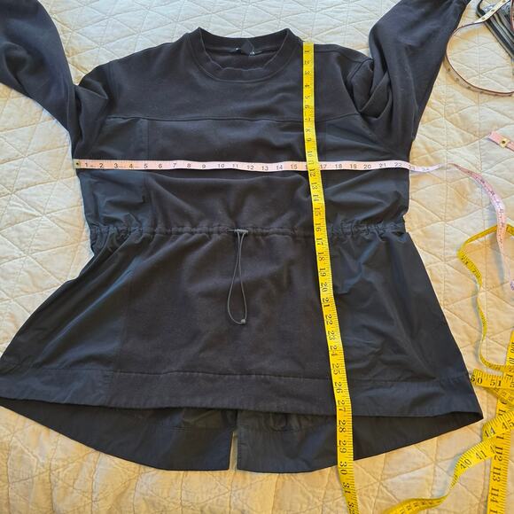 Athleta Triumph Hybrid Sweatshirt Women’s L Black Crewneck Cinch Waist Athletic - Picture 10 of 11